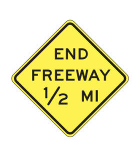 end freeway .5 miles, biển báo giao thông, dmv