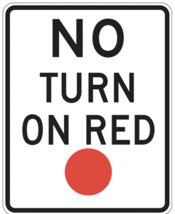 regulatory, no turn on red sign, biển báo giao thông dmv bắt buộc