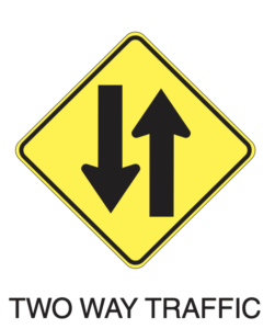 warning sign, two way traffic, biển báo giao thông dmv ở mỹ